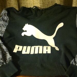 Puma Black and Gray Hoodie with Bold Logo